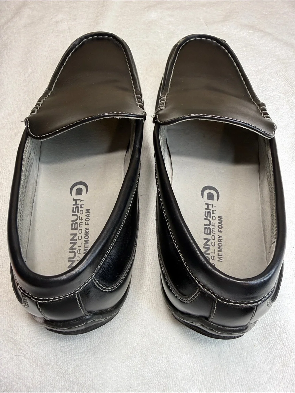 Nunn Bush Cale Black Leather Slip On Loafers Driving Moc Toe Men Preppy Comfy 8